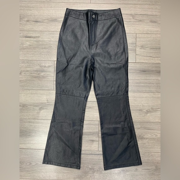 Free People Sasha Croped Kick Flare Faux Leather Pants Black Sz‎ 10 - Picture 5 of 12